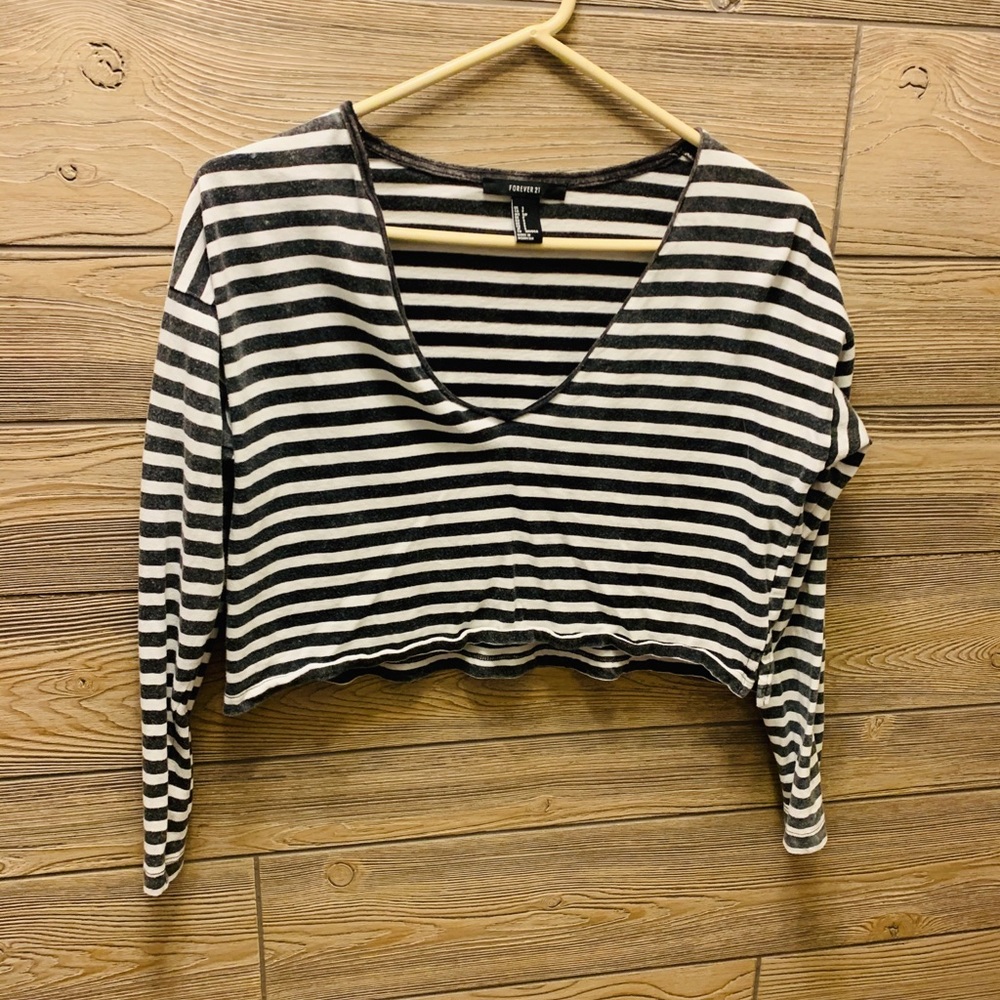 Striped White Crop Top